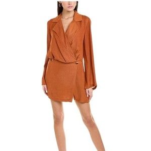 Free People Simone Notch Lapel Mini Dress In Burnt Orange Size XS NWOT